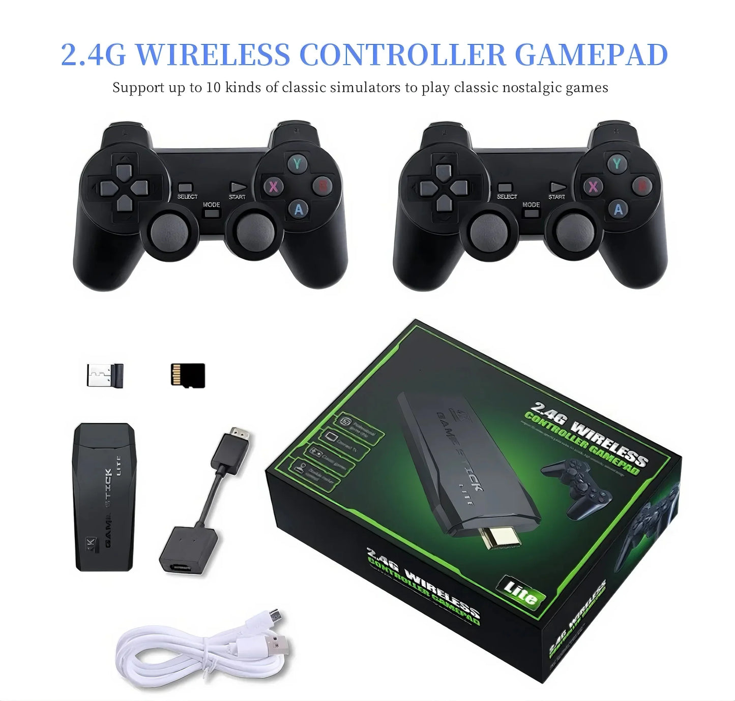 M8 2.4Ghz 64G Wireless Gamepad for Game Controller USB Joystick for PC Android TV Controle for PC 20000 Game/External TV